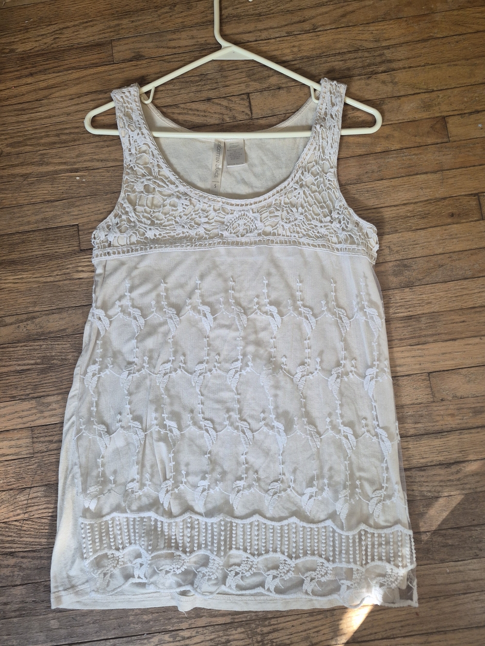 Cream Lace Overlay Tank Top